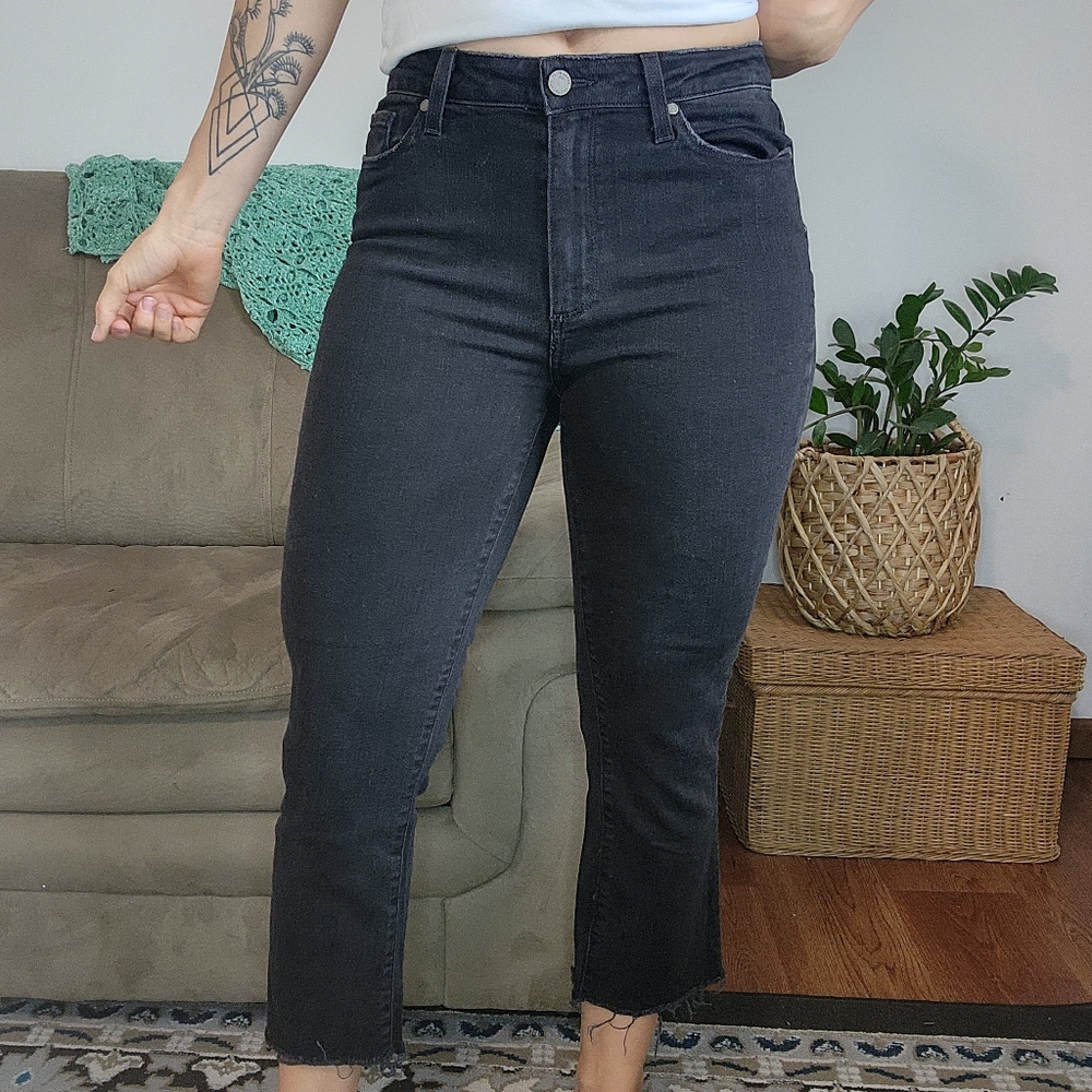 PAIGE Black Cropped Ankle Jeans